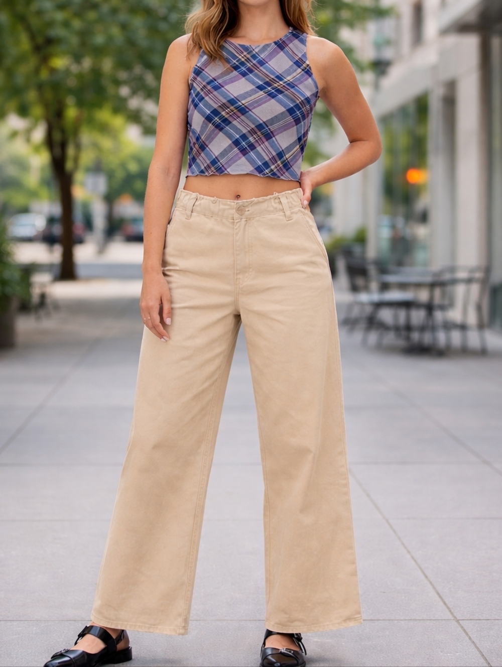 wild fable Khaki Wide-Leg High-Rise Pants